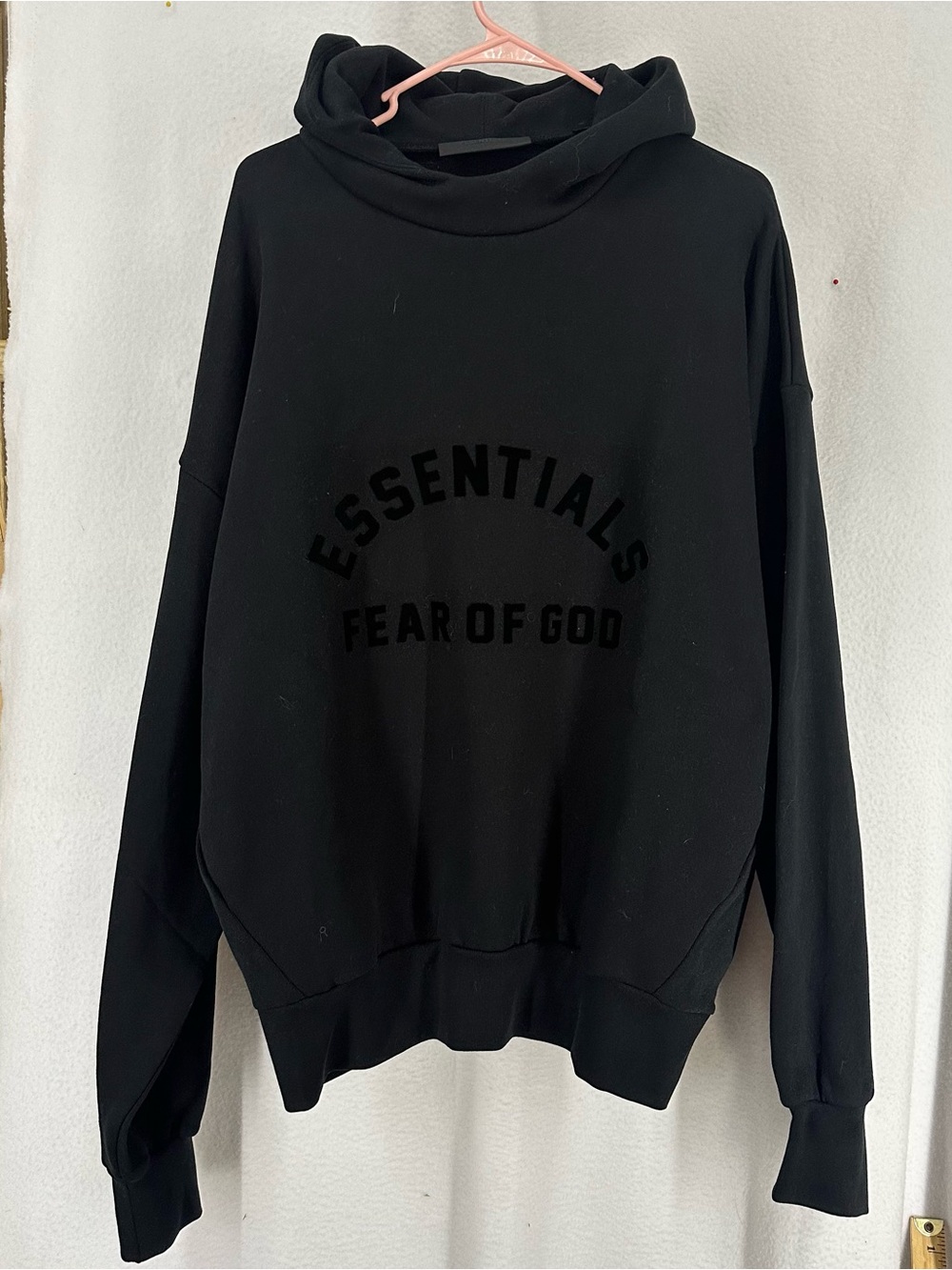 Essentials Fear of God Logo Black Hoodie Mens‎ Medium